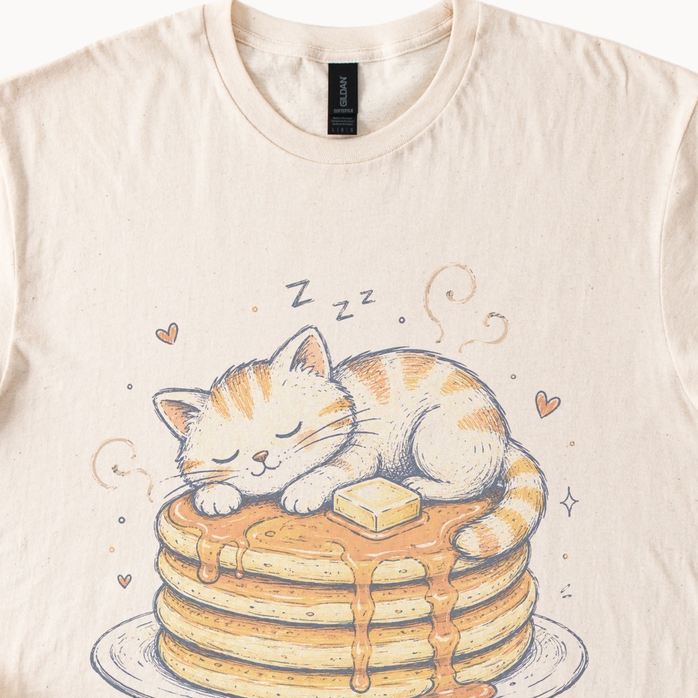 Striped Cat Lover Funny Pancake Stack Shirt